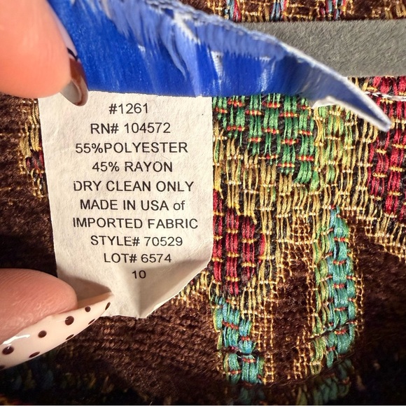 RFA Classics Tapestry Jacket Size 10 Floral Pattern Brocade Brown Teal Pink Coat - Picture 5 of 9